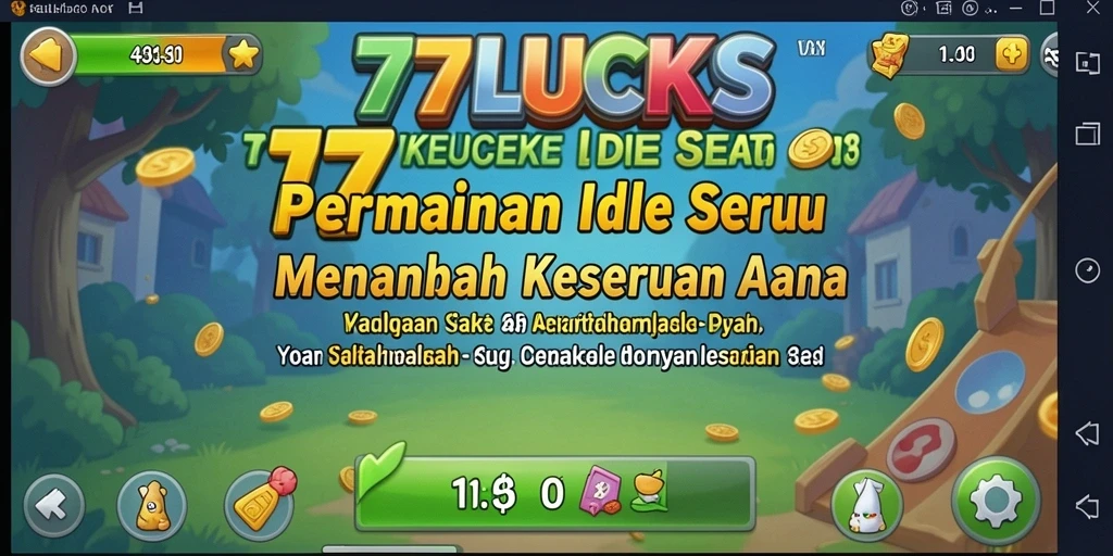 Screenshot utama 77LUCKS menampilkan grafik menarik dan gameplay Idle yang santai.