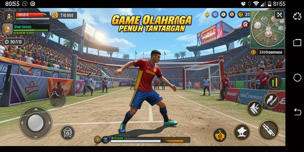 Tampilan gameplay seru dalam 8055 dengan aksi olahraga yang intens.