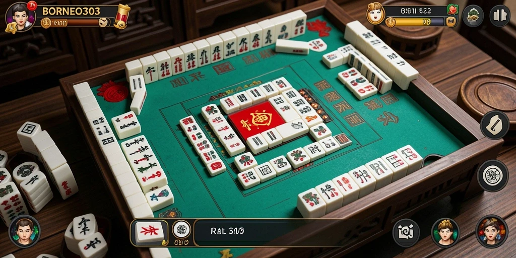 Screenshot gameplay BORNEO303 menampilkan suasana Mahjong yang seru.