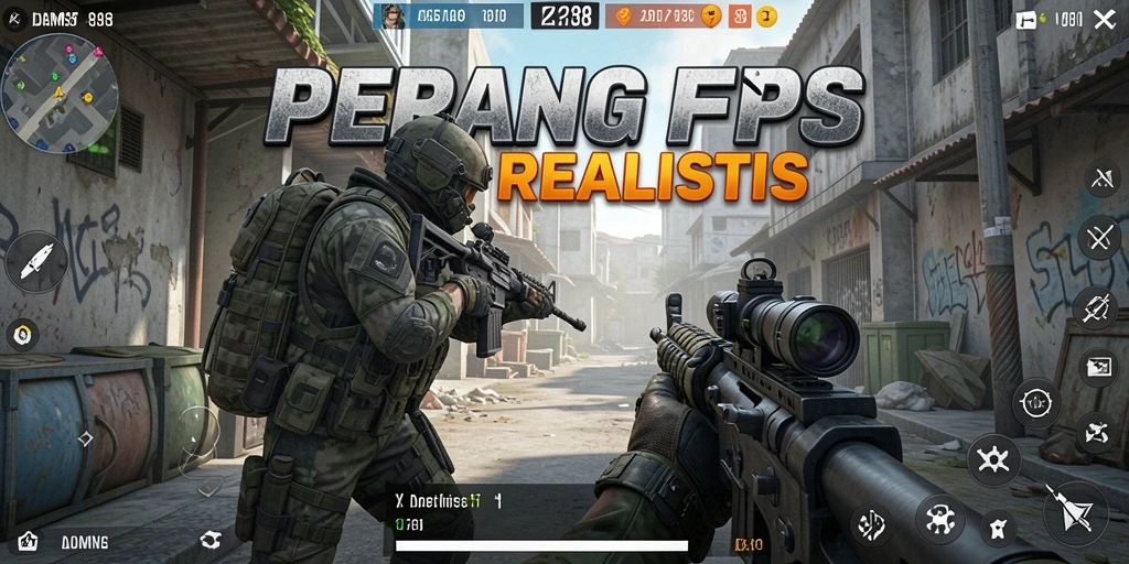Screenshot gameplay DAM88 dengan pertempuran FPS nyata.