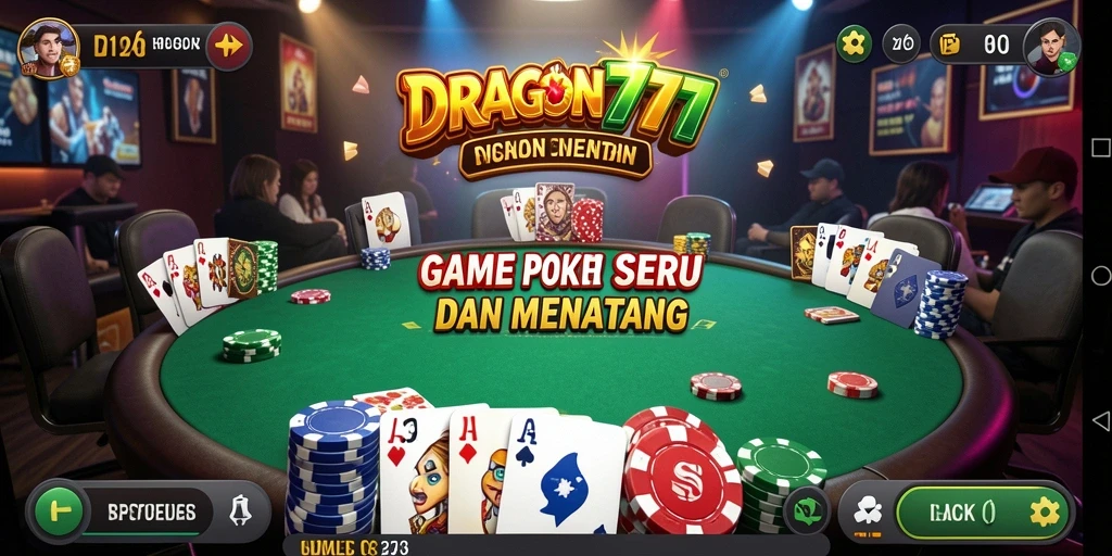 Tampilan gameplay Poker yang seru dan mendebarkan di DRAGON777.