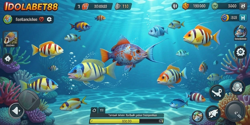 Tampilan gameplay menarik dari IDOLABET88 saat menangkap ikan.