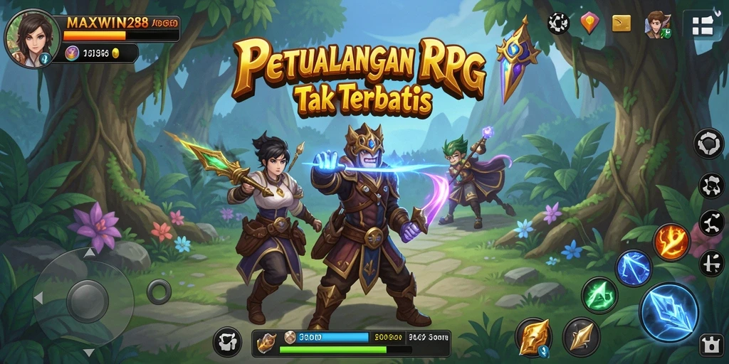 Tampilan screenshot menunjukkan aksi seru dalam gameplay RPG.