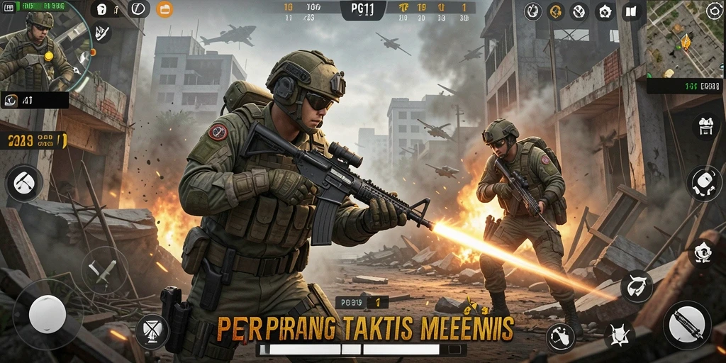 Tampilan gameplay PG11 menunjukkan aksi pertempuran taktis yang mendebarkan.