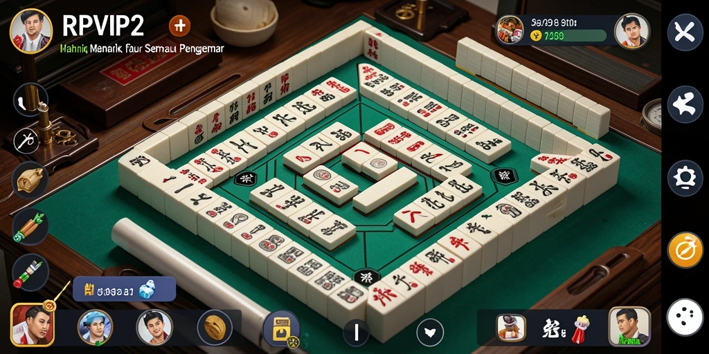 Screenshot gameplay RPVIP2 menampilkan suasana pertandingan Mahjong yang seru.