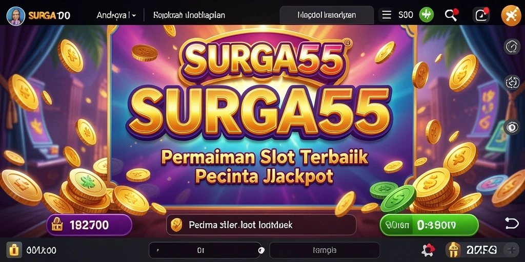 Gambar menunjukkan gameplay mendebarkan dari SURGA55 dengan tampilan gulungan slot.