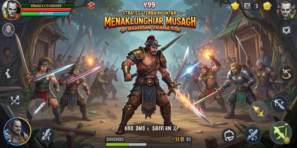 Screenshot utama Y89 menampilkan aksi pertempuran yang seru dan strategis.